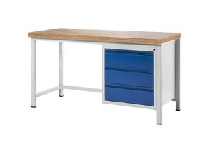 4040376151735 - Werkbank Gestellbauweise 3 Schubladen Plattenbreite 1500 mm enzianblau