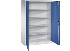 4025314767810 - Werkstatt-Flügeltürschrank HxBxT 1950 x 1200 x 600 mm lichtgrau   enzianblau