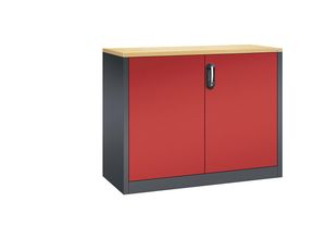 4060061362734 - ACURADO Akten-Sideboard 2 Ordnerhöhen HxBxT 1000 x 1200 x 500 mm schwarzgrau   feuerrot