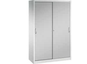 4059369872229 - C+P Schiebetürenschrank Acurado H1950xB1200xT500mm Korpus Lichtgrau Fronten Weißaluminium Anzahl Fächer 4