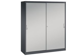 4063332006153 - ACURADO Schiebetürenschrank 12 Pendelstangen HxBxT 1950 x 1600 x 500 mm schwarzgrau   weißalu