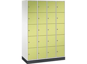 4061261146308 - INTRO Stahl-Schließfachschrank Fachhöhe 345 mm BxT 1220 x 500 mm 20 Fächer Korpus reinweiß Türen viridingrün