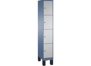 4056211568293 - EVOLO Fächerschrank mit Füßen 1 Abteil 4 Fächer Abteilbreite 300 mm fernblau   weißaluminium