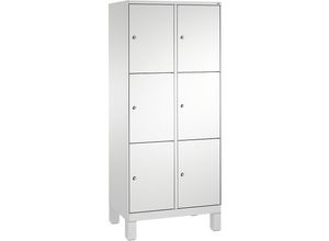 4056211526835 - EVOLO Fächerschrank mit Füßen 2 Abteile je 3 Fächer Abteilbreite 400 mm lichtgrau