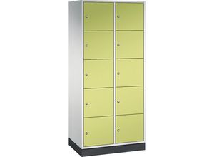 4052574963614 - INTRO Stahl-Schließfachschrank Fachhöhe 345 mm BxT 820 x 500 mm 10 Fächer Korpus lichtgrau Türen viridingrün