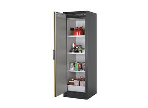 4054923228870 - asecos Feuerbeständiger Gefahrstoffschrank FM UL ULC Typ 90 1 Tür HxBxT 1953 x 599 x 615 mm grau gelb