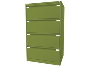 5020073812855 - BISLEY Hängeregistraturschrank 2-bahnig 4 Schübe DIN A4 grün