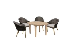 4041908121097 - 5tlg Polyrattan Tischgruppe Garten Sitzgruppe Lounge Set Möbel Sitzgarnitur