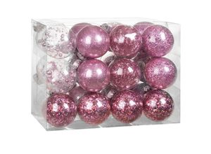 4251779123537 - Casaria® Christbaumkugeln transparent mit Deko Durchmesser 7cm 24er Set pink