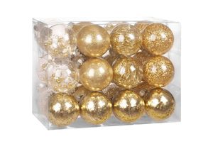 4251779123612 - Casaria® Christbaumkugeln transparent mit Deko Durchmesser 7cm 24er Set gold