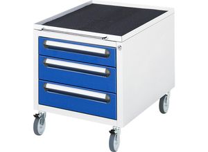 4040376952547 - Rau Roll-Container für höhenverstellbare Arbeitstische Jerry Tom Serie E und Adlatus 3 Schubladen B 480 x T 600 x H 540 mm lichtgrau enzianblau