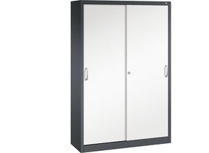 4063332001486 - C+P Schiebetürenschrank Acurado H1950xB1200xT400mm Korpus Schwarzgrau Fronten Verkehrsweiß Anzahl Fächer 4