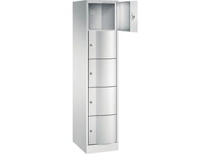 4025314710618 - RESISTO Schließfachschrank HxBxT 1950 x 396 x 540 5 Fächer lichtgrau RAL 7035   lichtgrau RAL 7035