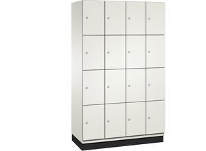 4060061200265 - CAMBIO Schließfachschrank mit HPL-Türen 16 Fächer Korpus reinweiß   Tür weiß Breite 1200 mm