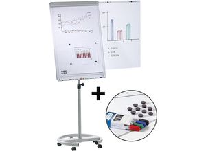 8712752103664 - Flipchart-Set inkl Zubehör höhenverstellbar 1700 - 2000 mm mit stabilem Rundfuß Ø 640 mm 5 Lenkrollen