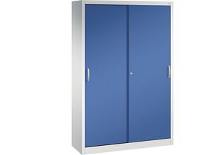 4057706963272 - ACURADO Schiebetürenschrank 3 Fachböden 2 Schließfächer HxBxT 1950 x 1200 x 400 mm lichtgrau   enzianblau