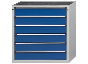 4014641404048 - Schubladenschrank ohne Platte Breite 910 mm Schubladentraglast 200 kg 6 Schubladen à 150 mm Front enzianblau