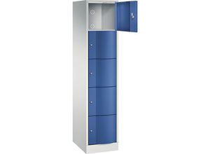 4051803070437 - RESISTO Schließfachschrank HxBxT 1950 x 396 x 540 5 Fächer lichtgrau RAL 7035   enzianblau RAL 5010