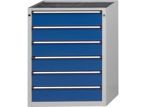 4014641403836 - Schubladenschrank ohne Platte Breite 760 mm 6 Schubladen à 150 mm Front enzianblau