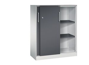 4062084808824 - C+P Schiebetürenschrank Asisto H1310xB1000xT435mm Korpus Lichtgrau Fronten Schwarzgrau Anzahl Fächer 2