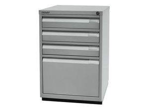 5020073709568 - BISLEY Standcontainer Serie F 3 Universalschubladen 1 HR-Schublade Griffleiste silber