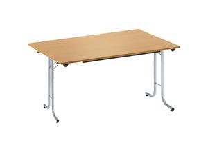 3700245508329 - Klapptisch mit abgerundeten Kanten Rundrohr-Gestell Plattenform rechteckig 1200 x 700 mm Gestell alufarben Platte Buche-Dekor