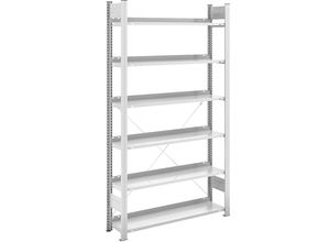 4250623709545 - Akten-Steckregal RAL 7035 Regalhöhe 2000 mm einseitig Grundregal BxT 1000 x 300 mm 4250623709545 - Akten-Steckregal RAL 7035 Regalhöhe 2000 mm einseitig Grundregal BxT 1000 x 300 mm