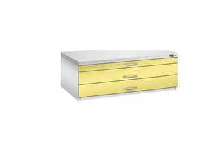 4062084478454 - CP 7100 Planschrank lichtgrau schwefelgelb 3 Schubladen 1100 x 765 x 420 cm