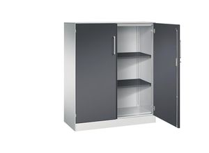 4062084798194 - Flügeltürenschrank ASISTO Höhe 1292 mm Breite 1000 mm 2 Fachböden lichtgrau schwarzgrau