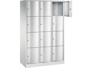 4051803275245 - RESISTO Schließfachschrank HxBxT 1950 x 1150 x 540 mm 12 Fächer lichtgrau RAL 7035   lichtgrau RAL 7035