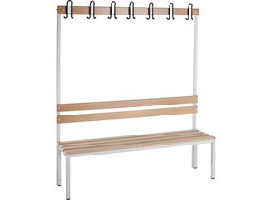 8697653677097 - eurokraft basic Garderobenbank Buche einseitig mit Lehne HxT 1700 x 430 mm Länge 1500 mm