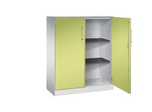 4062084798248 - Flügeltürenschrank ASISTO Höhe 1292 mm Breite 1000 mm 2 Fachböden lichtgrau viridingrün