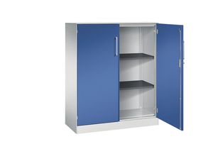 4061261003724 - Flügeltürenschrank ASISTO Höhe 1292 mm Breite 1000 mm 2 Fachböden lichtgrau enzianblau