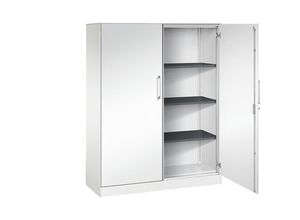 4062084797715 - Flügeltürenschrank ASISTO Höhe 1617 mm Breite 1200 mm 3 Fachböden verkehrsweiß verkehrsweiß