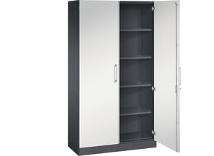 4055404527079 - Flügeltürenschrank ASISTO Höhe 1980 mm Breite 1000 mm 4 Fachböden schwarzgrau lichtgrau C+P 4055404527079 - Flügeltürenschrank ASISTO Höhe 1980 mm Breite 1000 mm 4 Fachböden schwarzgrau lichtgrau C+P