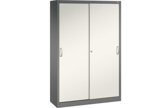 4063332001509 - ACURADO Schiebetürenschrank 3 Fachböden 2 Schließfächer HxBxT 1950 x 1200 x 400 mm vulkangrau   perlweiß