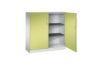 4062084798125 - Flügeltürenschrank ASISTO Höhe 1292 mm Breite 1200 mm 2 Fachböden lichtgrau viridingrün