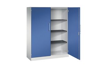 4062084797623 - Flügeltürenschrank ASISTO Höhe 1617 mm Breite 1200 mm 3 Fachböden lichtgrau enzianblau