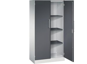 4062084797913 - Flügeltürenschrank ASISTO Höhe 1617 mm Breite 800 mm 3 Fachböden lichtgrau schwarzgrau