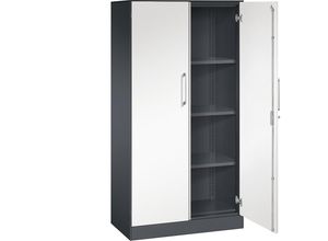 4062084797982 - Flügeltürenschrank ASISTO Höhe 1617 mm Breite 800 mm 3 Fachböden schwarzgrau verkehrsweiß