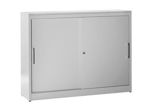 4250633303375 - mauser Schiebetürschrank Sideboard 4 Fachböden Mitteltrennwand HxBxT 1240 x 1600 x 420 mm lichtgrau