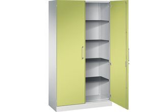 4059369512323 - Flügeltürenschrank ASISTO Höhe 1980 mm Breite 1000 mm 4 Fachböden lichtgrau viridingrün