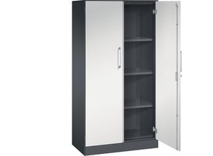 4062084797999 - Flügeltürenschrank ASISTO Höhe 1617 mm Breite 800 mm 3 Fachböden schwarzgrau lichtgrau