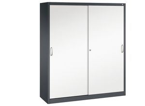 4063332005842 - C+P Schiebetürenschrank Acurado H1950xB1600xT500mm Korpus Schwarzgrau Fronten Verkehrsweiß Anzahl Fächer 8