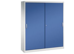 4050646133576 - CP Schiebetürenschrank C 2000 Acurado 2140-00 S10110 lichtgrau enzianblau 8 Fachböden 1600 x 400 x 1950 cm