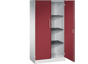 4062084797937 - Flügeltürenschrank ASISTO Höhe 1617 mm Breite 800 mm 3 Fachböden lichtgrau rubinrot