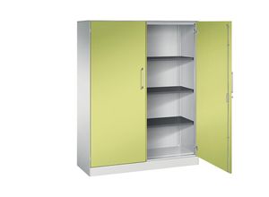 4062084797678 - Flügeltürenschrank ASISTO Höhe 1617 mm Breite 1200 mm 3 Fachböden lichtgrau viridingrün