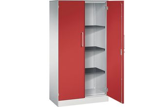 4062084797944 - Flügeltürenschrank ASISTO Höhe 1617 mm Breite 800 mm 3 Fachböden lichtgrau feuerrot C+P 4062084797944 - Flügeltürenschrank ASISTO Höhe 1617 mm Breite 800 mm 3 Fachböden lichtgrau feuerrot C+P
