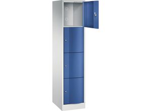 4051803742297 - RESISTO Schließfachschrank HxBxT 1950 x 396 x 540 mm 4 Fächer lichtgrau RAL 7035   enzianblau RAL 5010