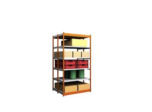 4250623734660 - Stabil-Steckregal doppelseitig Regalhöhe 2500 mm orange verzinkt Bodenbreite 1325 mm Grundregal Breite x Tiefe 1325 x 500 mm